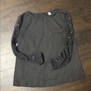 Elegant Black Women's Top with Sheer Sleeves